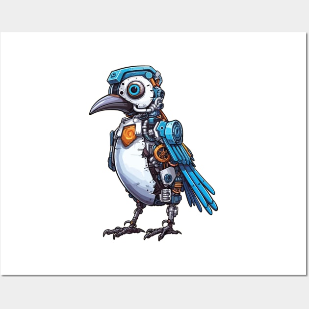 Robot Blue Jay Wall Art by Sticker Steve